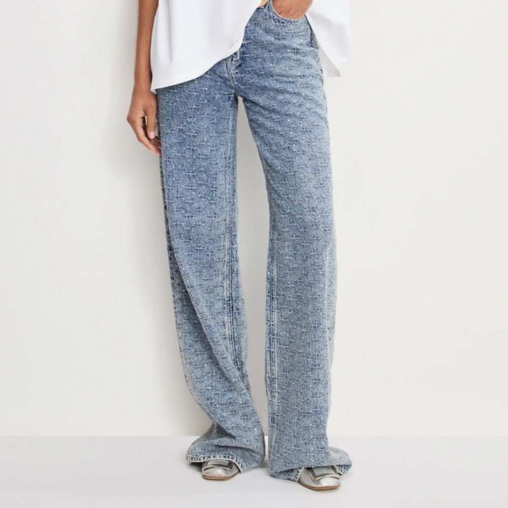 Good American High-Rise Loose Leg Jeans in Light Blue